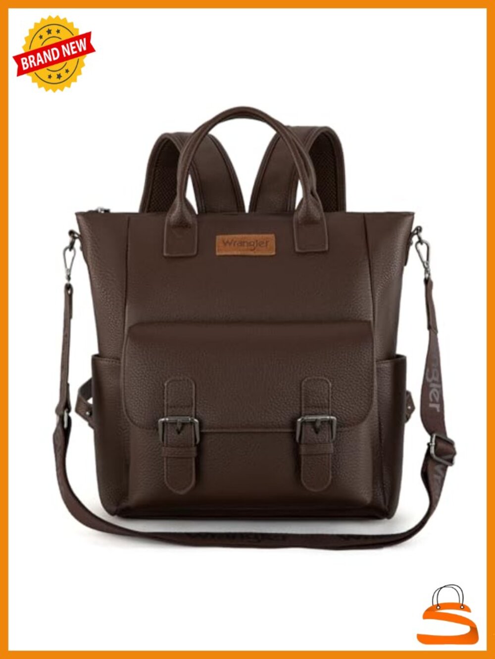 Faux Leather Convertible Backpack Purse with Crossbody Strap for Work Travel